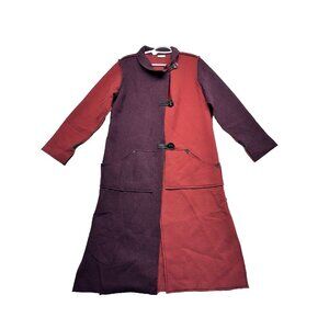 Engayla's Designs Wearable Art Felted Wool Coat Size S/M Colorblock Toggles